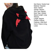 Hoodie Coat Men Warm Coat Women's Gothic Hooded Sweatshirt with Little Devil Horns Demon Fly Wings Loose Fit Pullover for Girls Elite Boutique