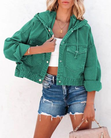 New Jackets for Women Hooded Denim Jacket Women Vintage Jean Coats Casual Long Sleeve Top Clothes Women Streetwear Elite Boutique