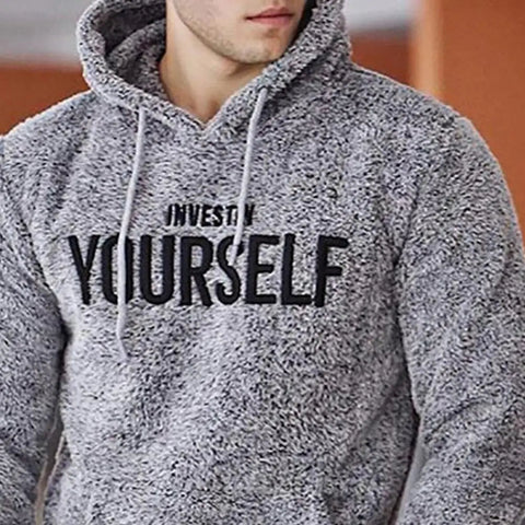 Hoodie Letters Embroidery Warm Pullover Men Long Sleeve Pockets Hooded Sweatshirt Fleece Casual Sweatshirts For Spring/Autumn Elite Boutique