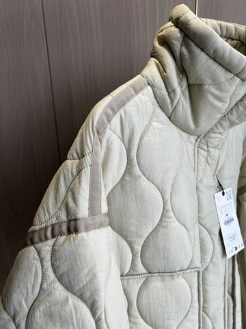 Quilted coat for women ETJ 2024traf QUILTED JACKET WITH TIES new beige drawstring high neck pocket clip cotton jacket for women Elite Boutique