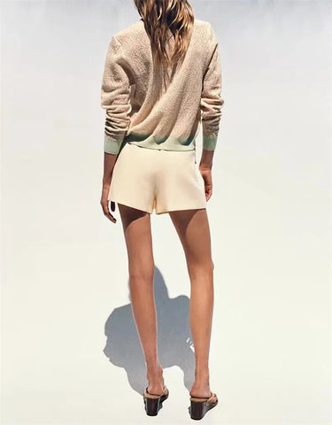 Women's Jacket New Summer 2025 Color-blocked Long Sleeve Crewneck Knit Jacket Romantic Style Casual Fashion Personality Versatil Elite Boutique