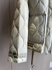 Quilted coat for women ETJ 2024traf QUILTED JACKET WITH TIES new beige drawstring high neck pocket clip cotton jacket for women Elite Boutique