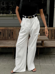 Pure White Trousers Women 2024 Autumn and Winter New High Waist Wide Leg Trousers Commuting All-match Casual Trousers Elite Boutique