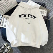 Hoodie Europe and America Sweatshirts for Women New York Letter y2k Autumn Winter Oversized Plus Velvet Casual Loose Fleece Tops Elite Boutique