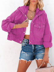New Jackets for Women Hooded Denim Jacket Women Vintage Jean Coats Casual Long Sleeve Top Clothes Women Streetwear Elite Boutique