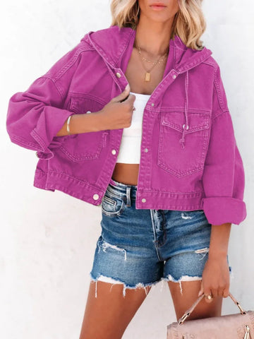 New Jackets for Women Hooded Denim Jacket Women Vintage Jean Coats Casual Long Sleeve Top Clothes Women Streetwear Elite Boutique