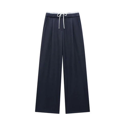 TRAF Pants Women 2024 Trousers Casual Wide Pants Woman office wear Wide leg Pants Women Autumn Baggy Black High Waist Trousers Elite Boutique