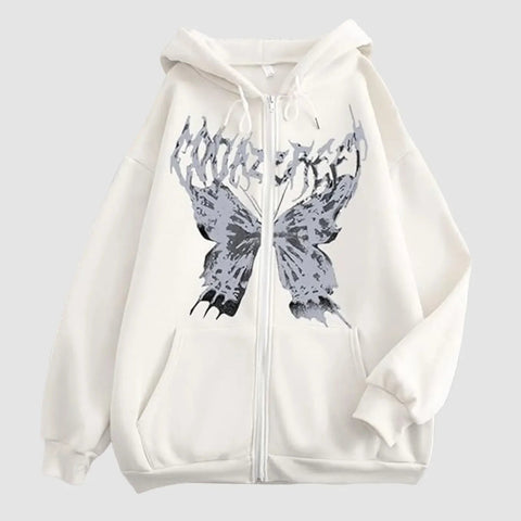 Hoodie jacket men's fun skull butterfly zipper hoodie loose and comfortable sports shirt long sleeved top Elite Boutique