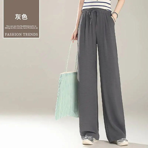 Wide-leg Pants for Women New Summer High-waist Casual Elastic Thin Soft Straight Trousers with a Soft and Supple Feel Elite Boutique