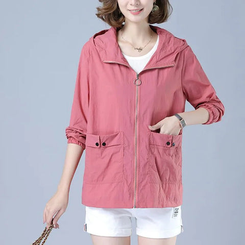 Women's Jacket 2025 New Summer Thin Coat Casual Windbreaker Female Sun Protection Jacket Basic Zipper Coat Tops Elite Boutique