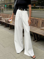 Pure White Trousers Women 2024 Autumn and Winter New High Waist Wide Leg Trousers Commuting All-match Casual Trousers Elite Boutique