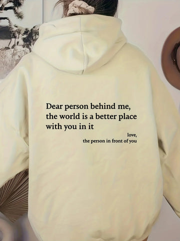 Hoodie with fun letter print and warm kangaroo pocket sweatshirt for spring and autumn fashion women's wear Elite Boutique