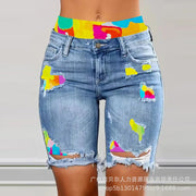 Two-Piece Patchwork Cutout Ripped Denim Shorts Elite Boutique