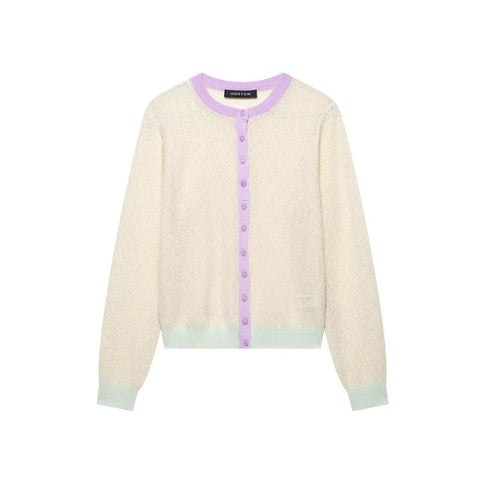 Women's Jacket New Summer 2025 Color-blocked Long Sleeve Crewneck Knit Jacket Romantic Style Casual Fashion Personality Versatil Elite Boutique