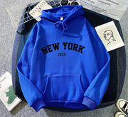 Hoodie Europe and America Sweatshirts for Women New York Letter y2k Autumn Winter Oversized Plus Velvet Casual Loose Fleece Tops Elite Boutique