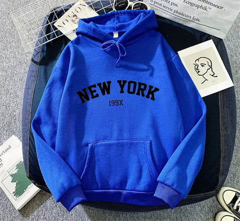 Hoodie Europe and America Sweatshirts for Women New York Letter y2k Autumn Winter Oversized Plus Velvet Casual Loose Fleece Tops Elite Boutique