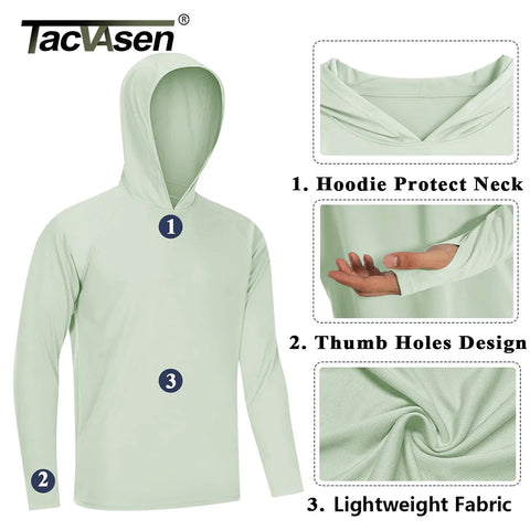 TACVASEN Sun Protection T-Shirts Mens Long Sleeve Hoodie Casual UV-Proof T-Shirts Breathable Lightweight Quick Dry T shirts Male Elite Boutique