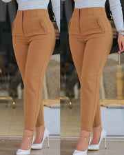 Women's Trousers Women's Pencil Pants Elegant Office Solid Color Trousers Autumn And Winter High Waist Women's Pants Elite Boutique