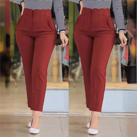 Women's Trousers Women's Pencil Pants Elegant Office Solid Color Trousers Autumn And Winter High Waist Women's Pants Elite Boutique