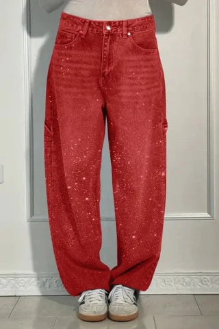 Women Autumn Winter Trouser Pants Solid Color High Waist Button Pockets Wide Leg Pants Casual Fashion Comfortable Regular Fit Elite Boutique