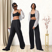 Women Comfortable Fashion Wide Leg Pants Street Trousers Yoga Fitness Street Slacks Suit Pants High-Waisted Straight Trouser Elite Boutique