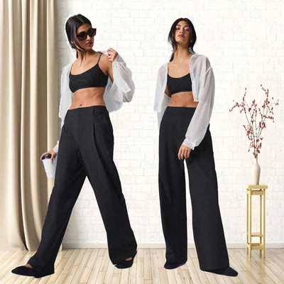 Women Comfortable Fashion Wide Leg Pants Street Trousers Yoga Fitness Street Slacks Suit Pants High-Waisted Straight Trouser Elite Boutique