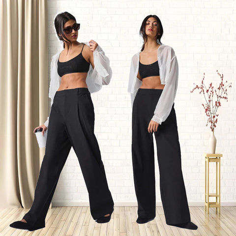 Women Comfortable Fashion Wide Leg Pants Street Trousers Yoga Fitness Street Slacks Suit Pants High-Waisted Straight Trouser Elite Boutique