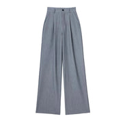 TRAF Women's Formal Pants Office Wear Women Striped Grey Black Pants Woman High Waist Baggy Suit Pants Casual Wide Leg Trousers Elite Boutique