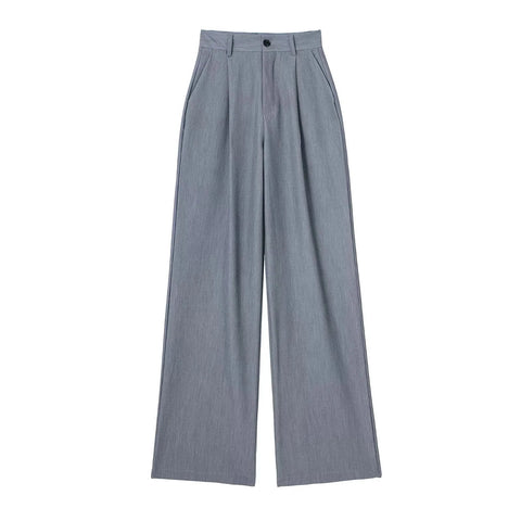 TRAF Women's Formal Pants Office Wear Women Striped Grey Black Pants Woman High Waist Baggy Suit Pants Casual Wide Leg Trousers Elite Boutique