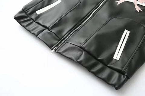 Women's Winter Jacket Women Vintage Faux Leather Coat Fashion Pu Lapel Collar Bow Zipper Overcoat Female Casual Tops Clothing Elite Boutique