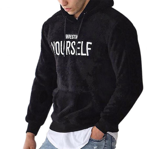 Hoodie Letters Embroidery Warm Pullover Men Long Sleeve Pockets Hooded Sweatshirt Fleece Casual Sweatshirts For Spring/Autumn Elite Boutique