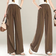 Wide-leg Pants for Women New Summer High-waist Casual Elastic Thin Soft Straight Trousers with a Soft and Supple Feel Elite Boutique