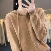 Hoodie Women's Merino Woolen Sweater Fashion Button Casual Loose Hoodie Knitted Sweater Elite Boutique