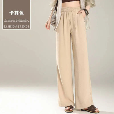 Wide-leg Pants for Women New Summer High-waist Casual Elastic Thin Soft Straight Trousers with a Soft and Supple Feel Elite Boutique