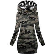 Hoodie Dress Casual Solid Colour Long Sleeve Drawstring Hoodie Dress Slim Hooded Pullover Sweatshirt Dress Elite Boutique