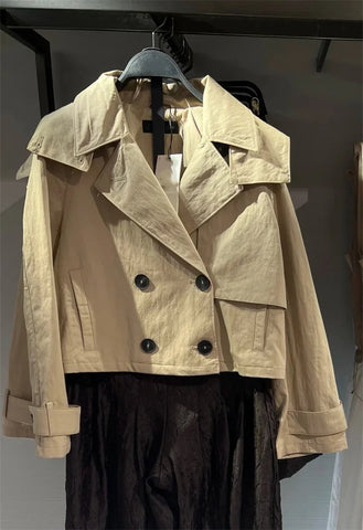 Women's  Jacket  Summer New Model 2025 Khaki Short Hooded Windbreaker  Personalized and Fashionable  Casual and Versatile Elite Boutique