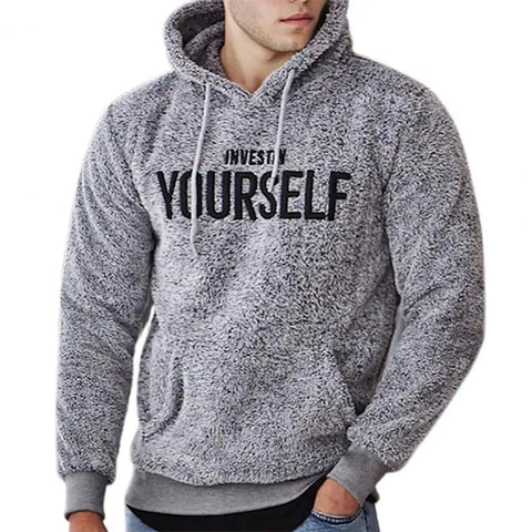 Hoodie Letters Embroidery Warm Pullover Men Long Sleeve Pockets Hooded Sweatshirt Fleece Casual Sweatshirts For Spring/Autumn Elite Boutique