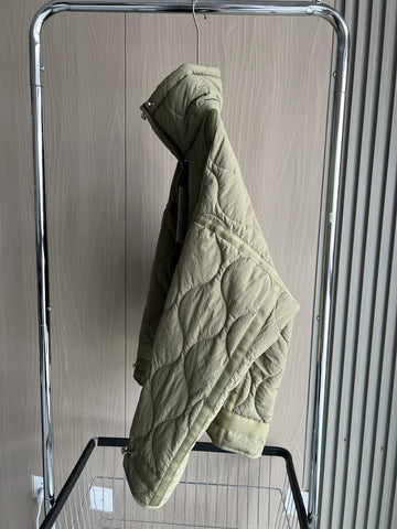 Quilted coat for women ETJ 2024traf QUILTED JACKET WITH TIES new beige drawstring high neck pocket clip cotton jacket for women Elite Boutique