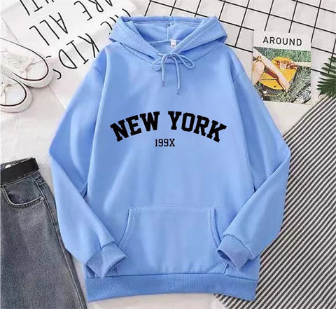 Hoodie Europe and America Sweatshirts for Women New York Letter y2k Autumn Winter Oversized Plus Velvet Casual Loose Fleece Tops Elite Boutique