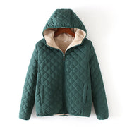 Women's Hooded Jacket Casual Basic Warm Velvet Lamb Parka Coat Autumn Winter New Solid Light Soft  Outerwear fashion style Elite Boutique
