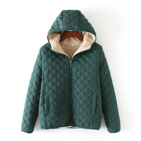 Women's Hooded Jacket Casual Basic Warm Velvet Lamb Parka Coat Autumn Winter New Solid Light Soft  Outerwear fashion style Elite Boutique