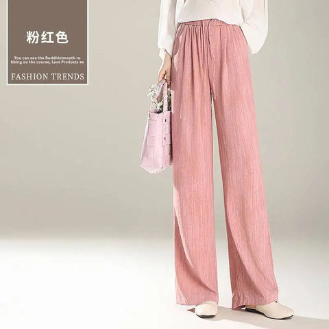 Wide-leg Pants for Women New Summer High-waist Casual Elastic Thin Soft Straight Trousers with a Soft and Supple Feel Elite Boutique