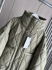 Quilted coat for women ETJ 2024traf QUILTED JACKET WITH TIES new beige drawstring high neck pocket clip cotton jacket for women Elite Boutique