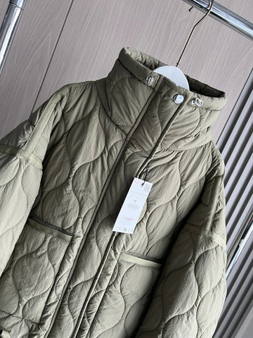Quilted coat for women ETJ 2024traf QUILTED JACKET WITH TIES new beige drawstring high neck pocket clip cotton jacket for women Elite Boutique