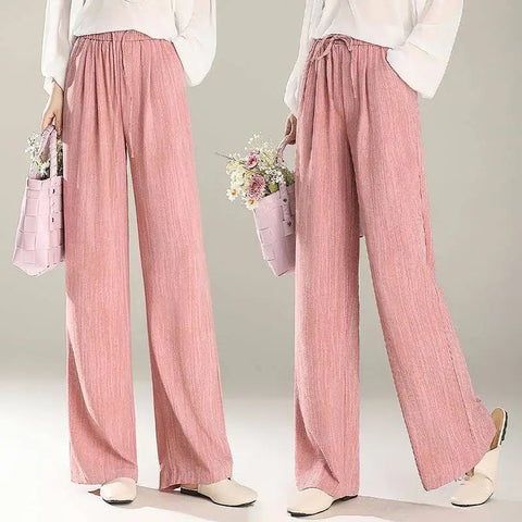Wide-leg Pants for Women New Summer High-waist Casual Elastic Thin Soft Straight Trousers with a Soft and Supple Feel Elite Boutique