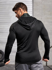 Men Long-sleeved T-shirt Sun Protection Hooded Shirt Casual Sports Breathable Hiking Go Fishing Shirts UV-Proof Solid Color TOPS Elite Boutique
