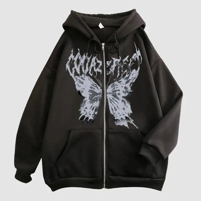 Hoodie jacket men's fun skull butterfly zipper hoodie loose and comfortable sports shirt long sleeved top Elite Boutique