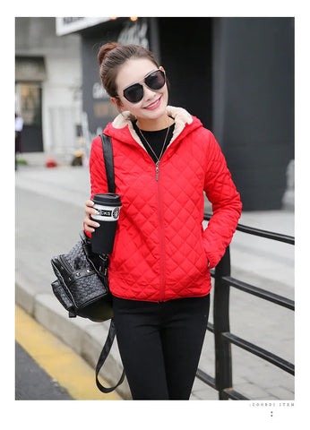 Women's Hooded Jacket Casual Basic Warm Velvet Lamb Parka Coat Autumn Winter New Solid Light Soft  Outerwear fashion style Elite Boutique