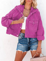 New Jackets for Women Hooded Denim Jacket Women Vintage Jean Coats Casual Long Sleeve Top Clothes Women Streetwear Elite Boutique
