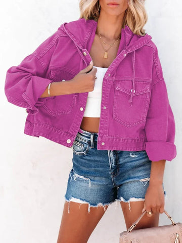New Jackets for Women Hooded Denim Jacket Women Vintage Jean Coats Casual Long Sleeve Top Clothes Women Streetwear Elite Boutique